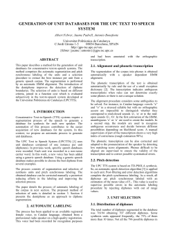 generation of unit databases for the upc text to speech system