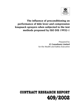 CRR 2002/409 THE INFLUENCE OF PRECONDITIONING ON