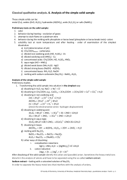 Classical qualitative analysis. 6. Analysis of the simple solid sample