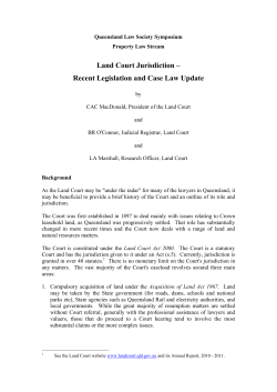 Land Court Jurisdiction &ndash; Recent Legislation and Case Law Update