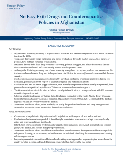 No Easy Exit: Drugs and Counternarcotics Policies in Afghanistan