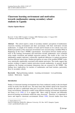 Classroom learning environment and motivation towards