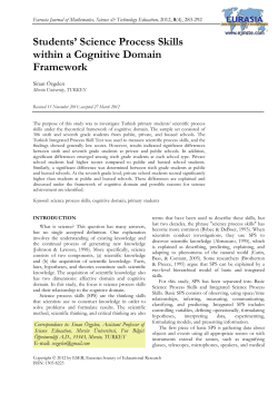 Students` Science Process Skills within a Cognitive Domain