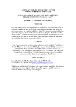 discussion paper: a standard risk classification system
