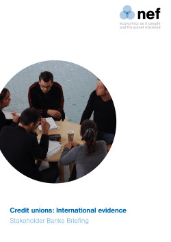 Credit unions: International evidence Stakeholder Banks Briefing