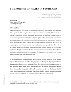 the politics of water in south asia