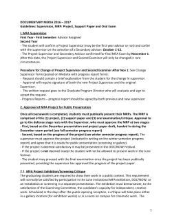 Documentary Media Guidelines for Supervision and MRP Project