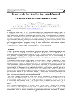 Entrepreneurial Ecosystem: Case Study on the