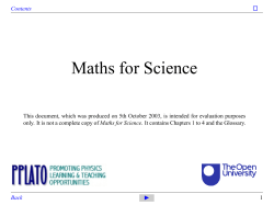 Maths for Science - University of Exeter