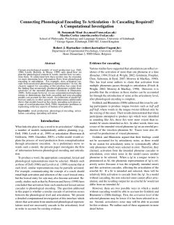 Connecting Phonological Encoding To Articulation