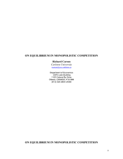 on equilibrium in monopolistic competition