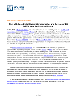 New x86-Based Intel Quark Microcontroller D2000 Now Available at
