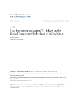 Nazi Euthanasia and Action T4 - ScholarWorks@GVSU