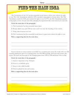 Main Idea Worksheets | Find the Main Idea