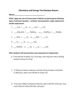 Chemistry and Energy Test Review Honors Name