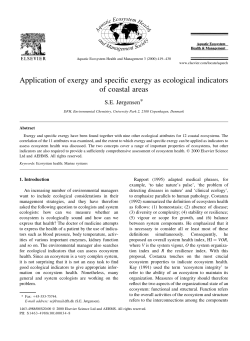 Application of exergy and specific exergy as ecological indicators of