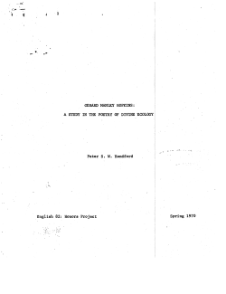 Peter S. W. Handford English 82: Honors Project Spring 1970