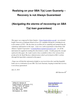 Realizing on your SBA 7(a) Loan Guaranty