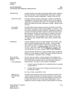 BOARD MEMBERS - VACANCIES AND REMOVAL FROM OFFICE