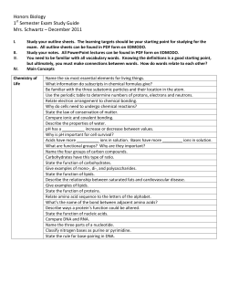 Honors Biology 1 Semester Exam Study Guide