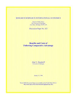 Benefits and Costs of Following Comparative Advantage