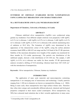 Preparation and Characterization of Chitosan Stabilized Silver