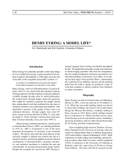 henry eyring: a model life - School of Chemical Sciences