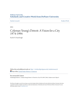 Coleman Young`s Detroit: A Vision for a City 1974-1994