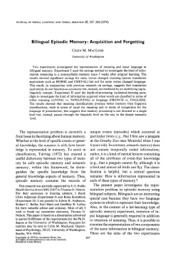 Bilingual Episodic Memory: Acquisition and