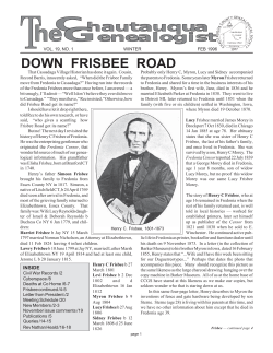 down frisbee road - Chautauqua County Genealogical Society