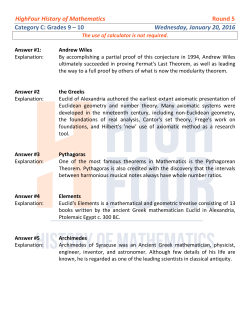 HighFour History of Mathematics Round 5 Category C: Grades 9
