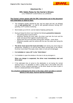 DHL Safety Rules for the Carrier`s Drivers