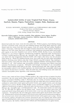 Antimicrobial Activity of some Tropical Fruit Wastes (Guava, Starfruit