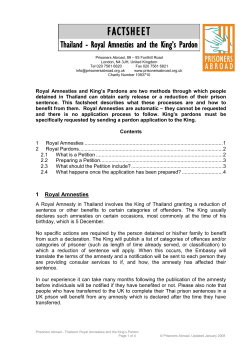 Thailand: Amnesties and Pardons