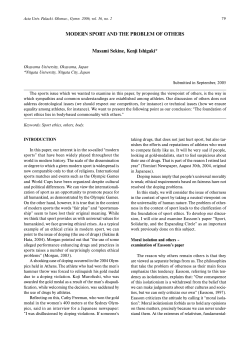 MODERN SPORT AND THE PROBLEM OF OTHERS Masami