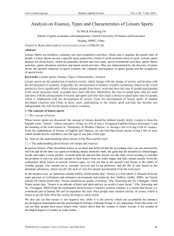 Analysis on Essence, Types and Characteristics of Leisure Sports