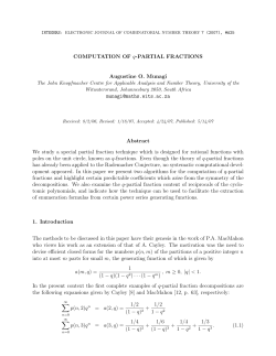 COMPUTATION OF q-PARTIAL FRACTIONS