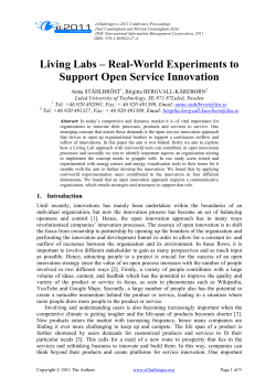 Living Labs &ndash; Infrastructures to Stimulate Innovation (800