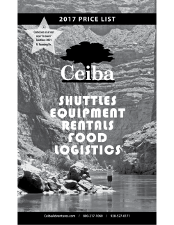 Price List - Ceiba Adventures