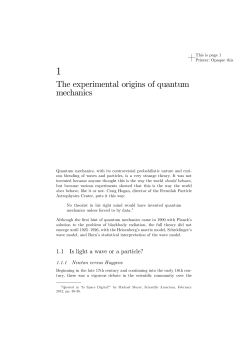 The experimental origins of quantum mechanics