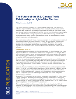 The Future of the U.S.-Canada Trade Relationship in Light of the