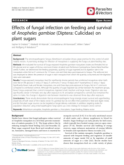 Effects of fungal infection on feeding and survival of Anopheles