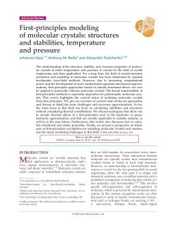 First-Principles Modeling of Molecular Crystals - Max