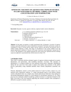 kinematic viscosity of aqueous solutions of several sugars