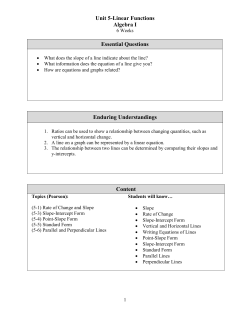 Unit 5-Linear Functions Algebra I Essential Questions Enduring