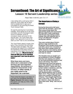 Servanthood: The Art of Significance