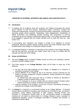 Register of External Interests and Annual