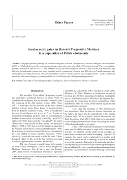 Other Papers Secular score gains on Raven`s Progressive Matrices