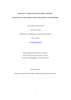 Berlusconi`s constitutional reform proposals within a historical context