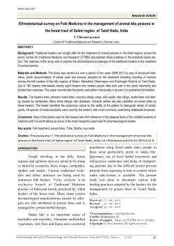Ethnobotanical survey on Folk Medicine in the management of